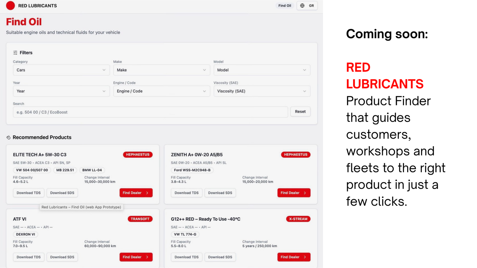 RED LUBRICANTS — Find Oil Product Finder (coming soon)