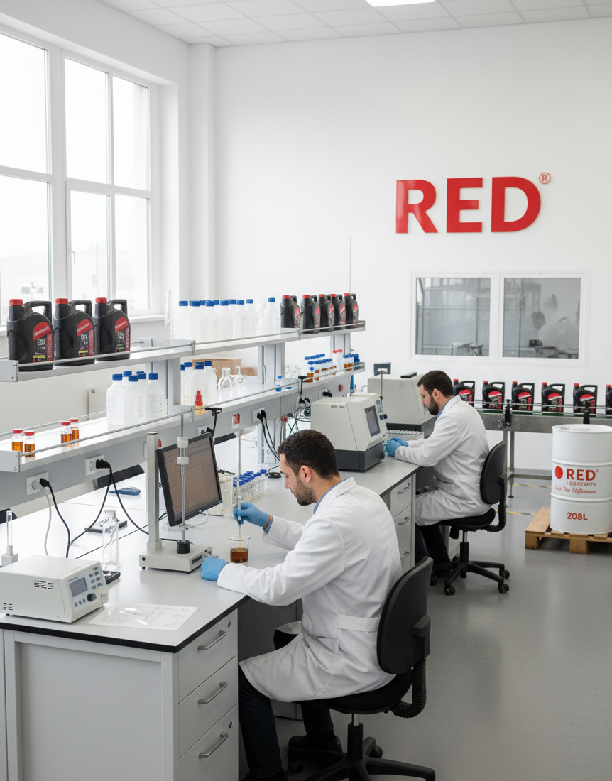 RED Lubricants research laboratory with technicians testing lubricants.